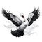 Aggressive Digital Swan Tattoo Design On White Background