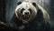 An aggressive ferocious panda in attack mode