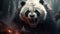 An aggressive ferocious panda in attack mode