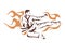 Aggressive Flying Flaming Kick Taekwondo Athlete In Action Logo