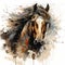 Aggressive Horse Painting In Watercolor With Drips And Splatters