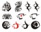 Aggressive tribal lion head symbols