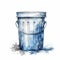 Aggressive Watercolor Trash Bucket Illustration With Dark White And Light Indigo