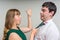 Aggressive woman attacks her unfaithful husband