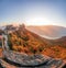 Aggstein castle with autumn forest in Wachau, Austria