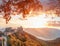 Aggstein castle with autumn forest in Wachau, Austria