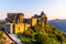 Aggstein Castle ruins at sunse time. Wachau Valley of Danube River, Austria