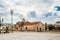 Agia Paraskevi old stone with domes and bell tower Byzantine Church on the central square of  Geroskipou village, Cyprus