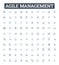 Agile management vector line icons set. Agile, Management, Process, Product, Development, Scrum, Team illustration