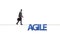 Agile transformation concept with businessman walking on tight r