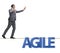 Agile transformation concept with businessman walking on tight r