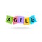 Agile word logo. Agile letters with color office stickers.