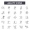 Agility line icons. Editable stroke signs. Concept icons: agile, development, scrum, strategy, methodology, software etc