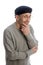 Aging artist thinking with beret hat