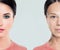 Aging and youth female face. Woman, beauty treatment