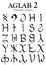 AGLAB Alphabet 2 - Tolkien Script on white background