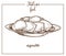 Agnolotti pasta sketch vector icon for Italian cuisine food menu design