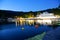 Agnontas beach and bay at sunset, Skopelos, Greece