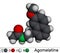 Agomelatine molecule. It is atypical antidepressant,  used to treat major depressive disorder. Molecular model. 3D rendering