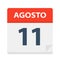 Agosto 11 - Calendar Icon - August 11. Vector illustration of Spanish Calendar Leaf