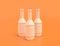 Agoup of white plastic oil additive bottles in yellow orange background, flat colors, single color, 3d rendering