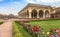 Agra Fort ancient royal architecture with courtyard and garden at Agra, India