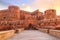 Agra Fort - Historic red sandstone fort of medieval India at sunrise at Agra India