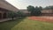 Agra, India - Agra Fort, corner of a green glade with a wall