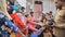 Agra, India - December 12, 2018: Banana treats for children from poor areas of Agra city.