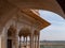 AGRA, INDIA - MARCH, 28, 2019: a khas mahal palace exterior balcony at red fort