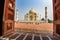 AGRA, INDIA - NOVEMBER 8, 2017: Taj Mahal scenic view from mosque in Agra, India.