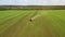 Agrarian, agricultural machinery, work in the field. Aerial photography.