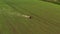 Agrarian, agricultural machinery, work in the field. Aerial photography.