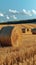 Agrarian landscape Hay bales scattered across a golden field