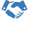 Agreement business deal or handshake blue icon