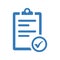 Agreement or directory submission blue icon