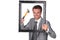 Agressive businessman with picture frame