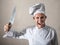 Agressive cook with knife