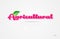 agricultural 3d word with a green leaf and pink color logo