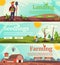 Agricultural business flat vector landing page templates set