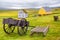 Agricultural cart and countryside homes in Iceland