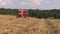 Agricultural combine harvester cut ripe wheat grain field