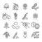 Agricultural commodities of vegetable origin linear icons set