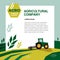Agricultural company design template. Illustration of agriculture with tractor