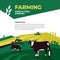 Agricultural company design template. Vector illustration of farming with tractor