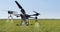 Agricultural drone flies over the corn field