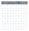 Agricultural farms vector line icons set. Farms, Agriculture, Crops, Cultivation, Plantations, Horticulture, Irrigation