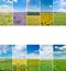 Agricultural fields and blue sky. Collage. There is free space for text