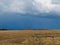 Agricultural fields with fresh stubble after harvesting