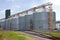 Agricultural grain elevator and railroad.